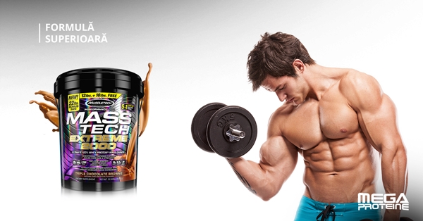 Cea mai noua formula de proteina din zer 100% + gainer - Mass Tech Extreme 2000 de la Muscletech