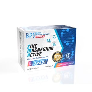 Balkan Pharmaceuticals Zinc Magnesium Active 60 Caps | Zinc & Mangneziu & Vitamina B6 (ZMA)