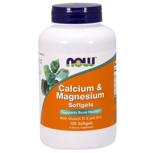 NOW Calcium & Magnesium 120 Softgels | Calciu, magneziu, vitamina D3 & zinc