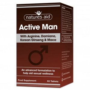 Complex cu Arginină, Damiana, Ginseng & Maca pentru bărbați Natures Aid Active Man 60 Tablete