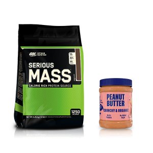 Gainer ON Serious Mass 5.4 kg + Unt de arahide crunchy & organic Healthyco 350 g