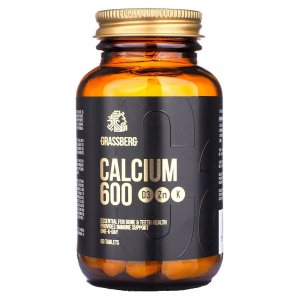Grassberg Calcium 600 mg, D3, Zn, K, 60 Tabs | Calciu cu Vitaminele D3, K + Zinc