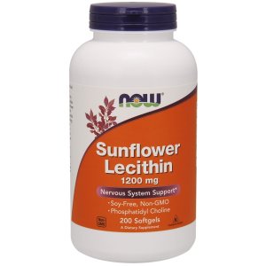 NOW Sunflower Lecithin 1200 mg, 100 Softgels | Lecitina din floarea-soarelui