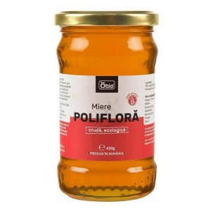 Miere polifloră crudă, ecologică Obio 430 g
