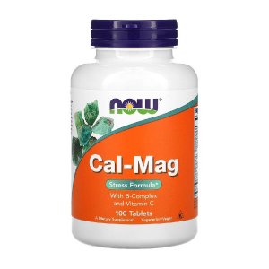 NOW Cal-Mag 100 Tabs | Formula antistres cu calciu, magneziu, vitaminele B & C