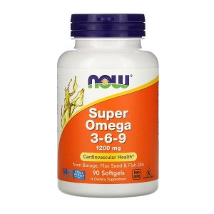 NOW Super Omega 3-6-9 1200 mg, 90 Softgels | Sanatate cardiovasculara