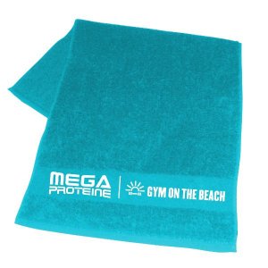 Prosop albastru Mega Proteine Gym on the beach, 50 x 100 cm