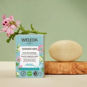Săpun solid vegetal pentru duș cu geranium + litsea cubeba Weleda 75 g