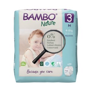 Scutece Bambo Nature nr. 3 - M - 4-8 kg | 28 buc