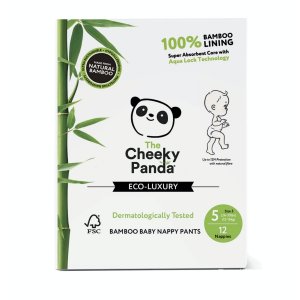 Scutece eco din bambus The Cheeky Panda nr. 5 – 12-16 kg | 12 buc