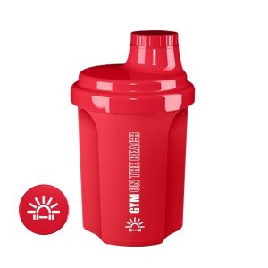 Shaker rosu Mega Proteine Gym on the beach 300 ml