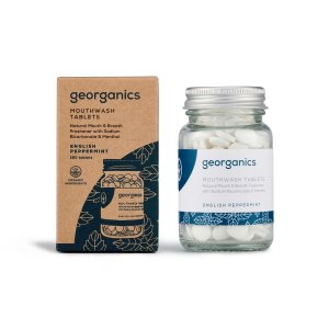 Tablete pentru igiena orală (apă de gură) Georganics English Peppermint 180 Tabs