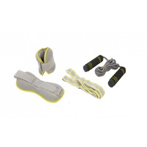 TechFit Fitness Set | Greutati pentru incheieturi 2 x 0.5 kg, coarda de sarit & banda elastica
