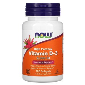 NOW Vitamin D-3 2000 IU, 120 Softgels | Vitamina D3